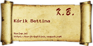 Kórik Bettina névjegykártya