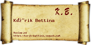 Kórik Bettina névjegykártya